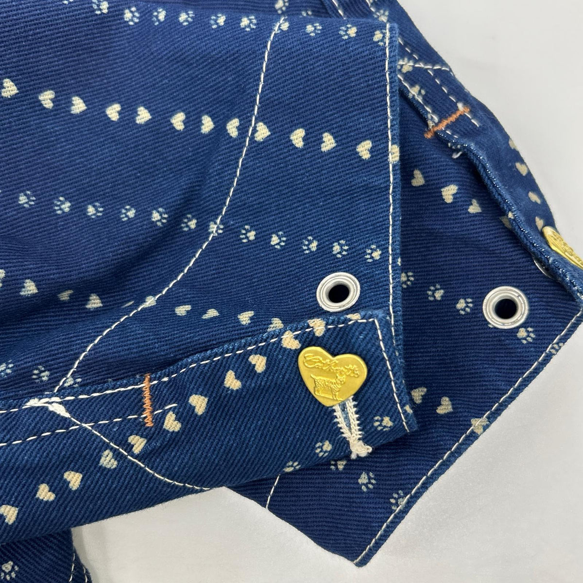 TCB JEANS&CO. ティーシービージーンズ ブルー キャットハート チョア ストライプ デニム カバーオール オーバーオール オールインワン