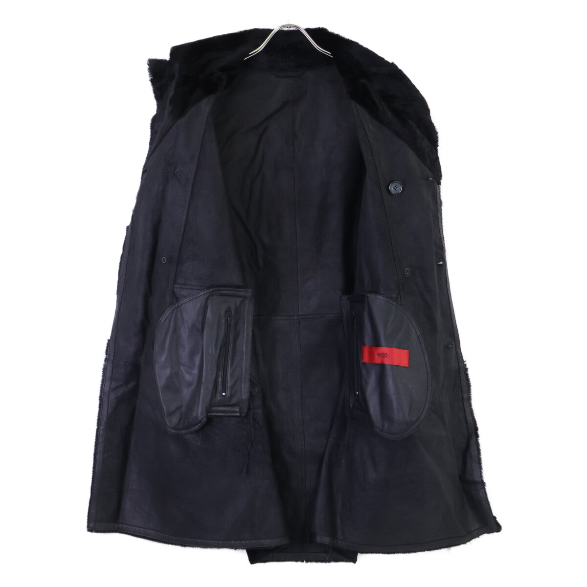 HUGOBOSS ヒューゴボス カンガルーレザー ダブルブレスト ロング コート
