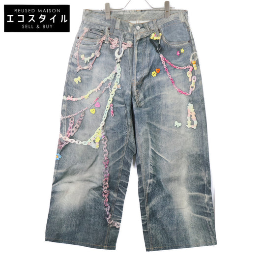 ACNE STUDIOS アクネ ストゥディオズ B00352 チェーン転写プリント ワイドバギー ボタンフライ デニムパンツ ボトムス