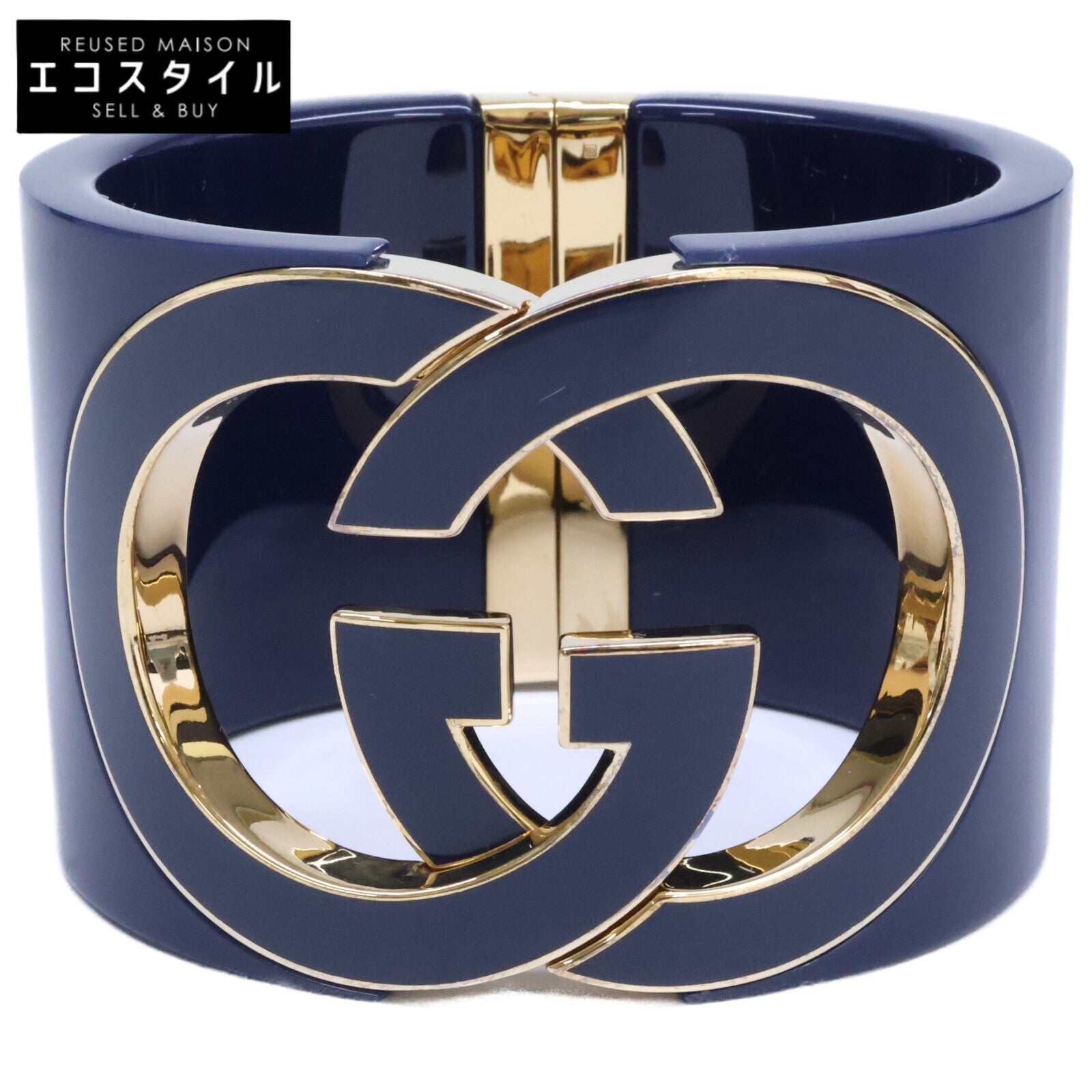 GUCCI グッチ 【新品同様】GG Interlocking cuff Bracelet グッチ インターロッキング カフ ブレスレット バングル