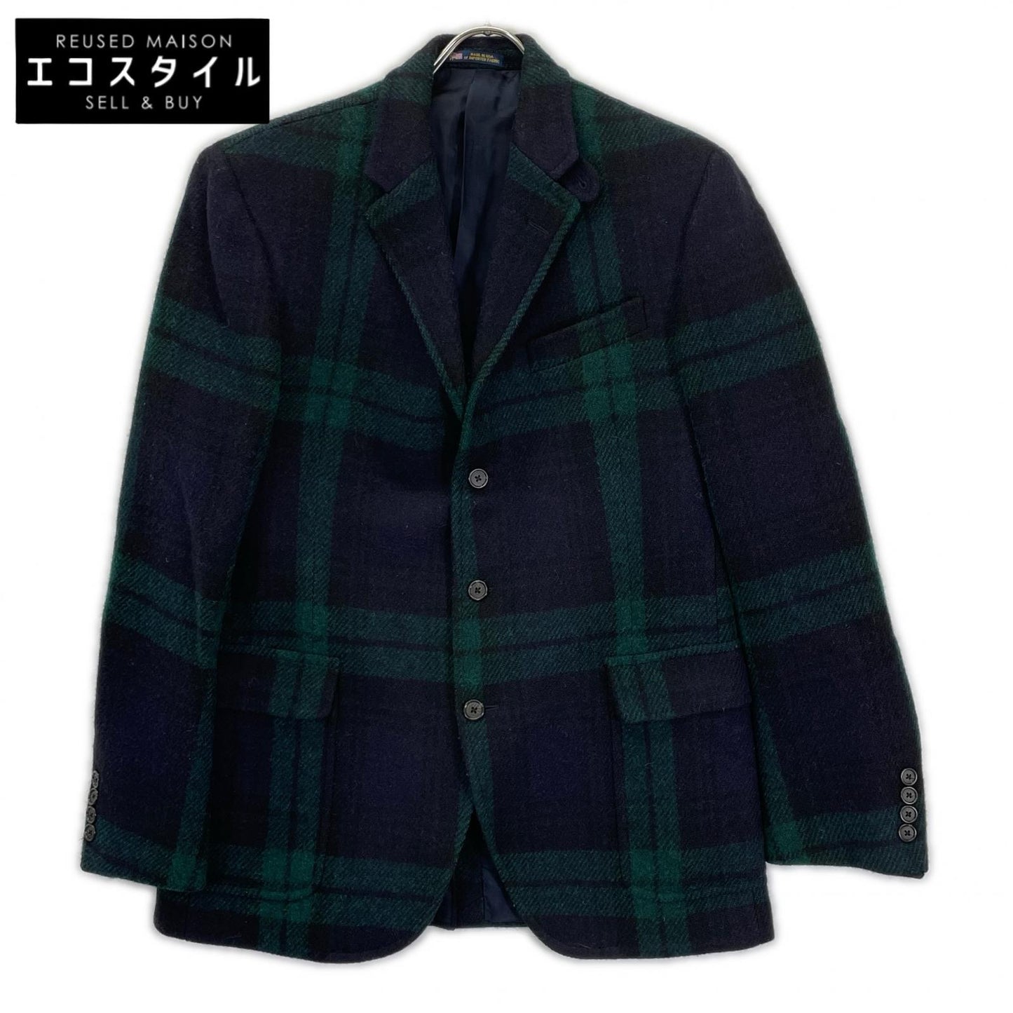 POLObyRalphLauren ポロラルフローレン 715572628 グリーン ウール チェック USA製 テーラードジャケット ジャケット
