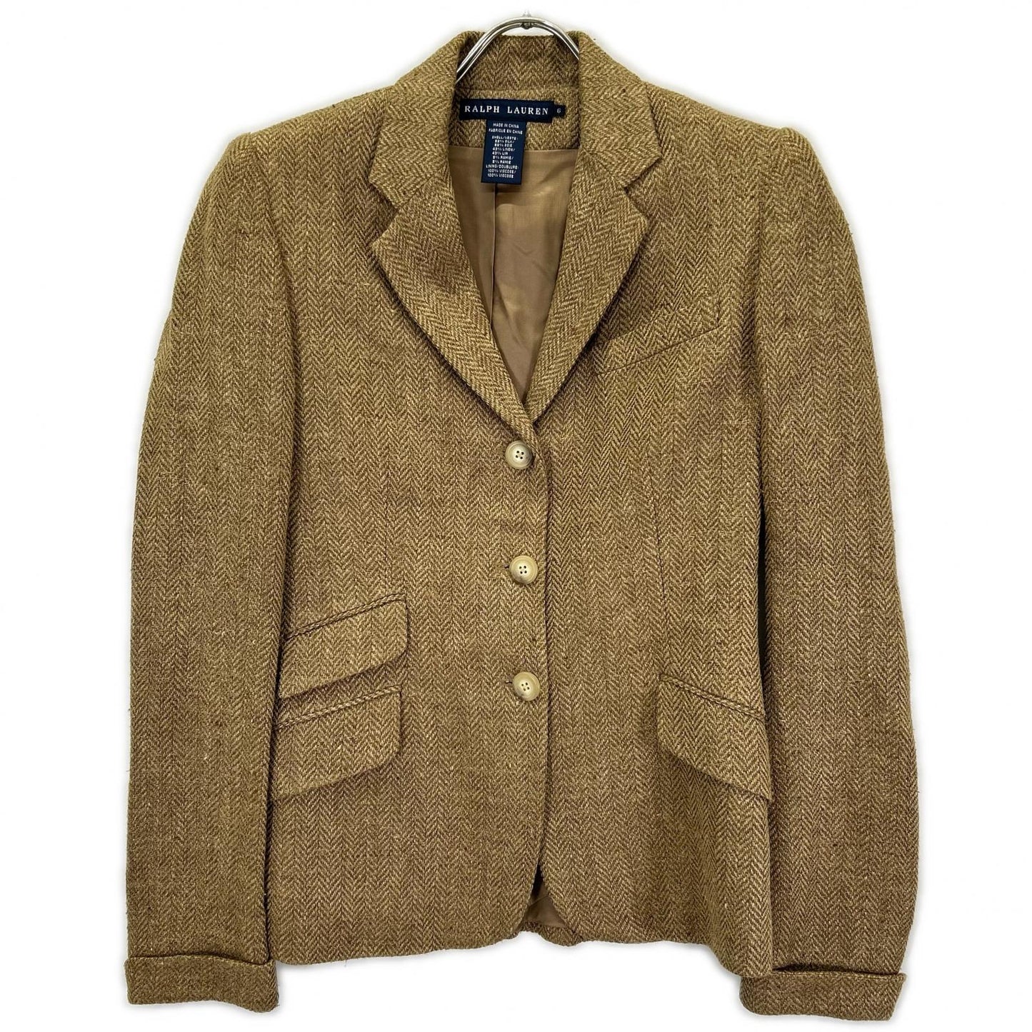 POLObyRalphLauren ポロラルフローレン ベージュ ウール ヘリンボーン テーラードジャケット ジャケット