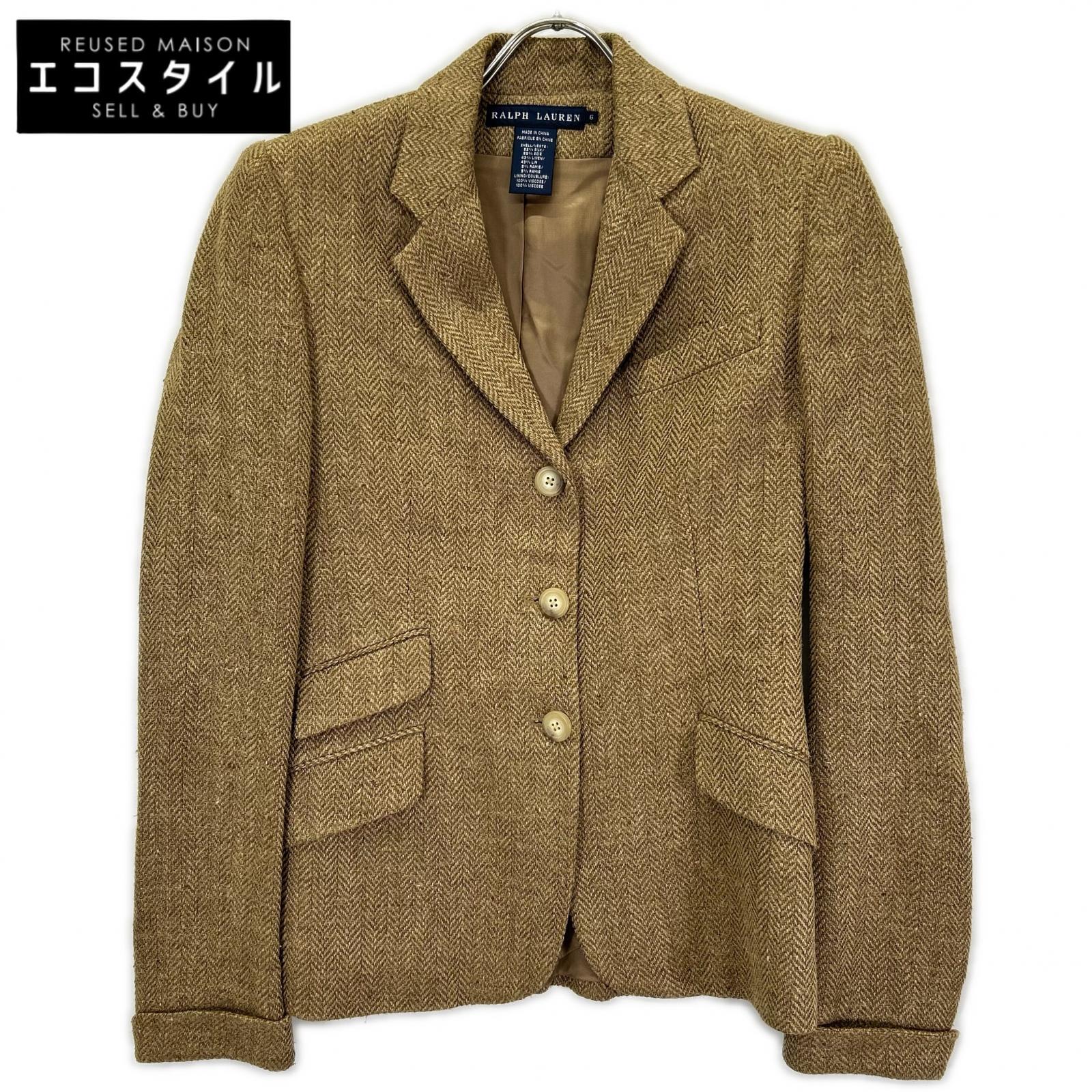 POLObyRalphLauren ポロラルフローレン ベージュ ウール ヘリンボーン テーラードジャケット ジャケット
