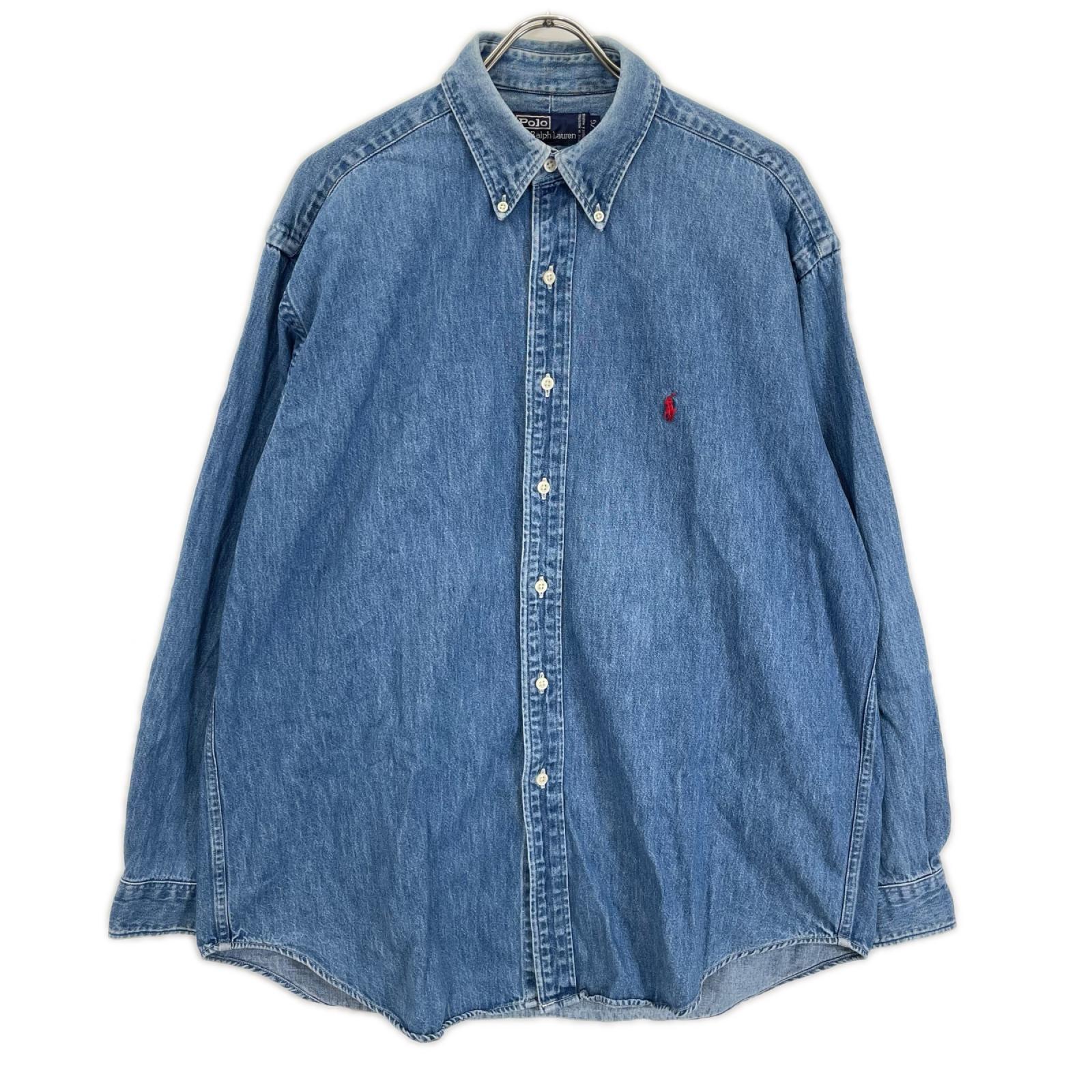 POLObyRalphLauren ポロラルフローレン ブルー インディゴ ポニー刺繍 ボタンダウンデニムシャツ トップス
