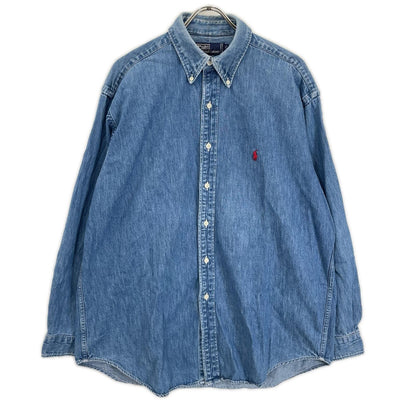 POLObyRalphLauren ポロラルフローレン ブルー インディゴ ポニー刺繍 ボタンダウンデニムシャツ トップス