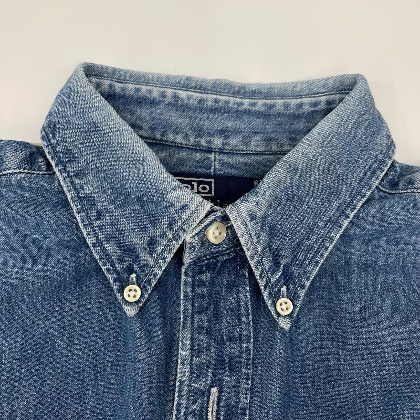 POLObyRalphLauren ポロラルフローレン ブルー インディゴ ポニー刺繍 ボタンダウンデニムシャツ トップス