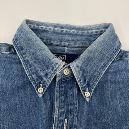 POLObyRalphLauren ポロラルフローレン ブルー インディゴ ポニー刺繍 ボタンダウンデニムシャツ トップス
