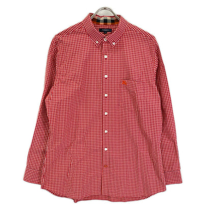 BURBERRY バーバリー A1M41-301-85 レッド コットン チェック柄 ボタンダウン長袖シャツ トップス