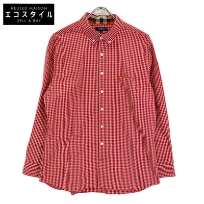 BURBERRY バーバリー A1M41-301-85 レッド コットン チェック柄 ボタンダウン長袖シャツ トップス