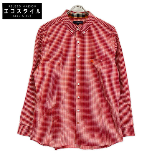 BURBERRY バーバリー A1M41-301-85 レッド コットン チェック柄 ボタンダウン長袖シャツ トップス