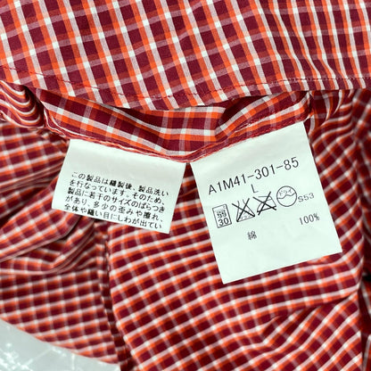 BURBERRY バーバリー A1M41-301-85 レッド コットン チェック柄 ボタンダウン長袖シャツ トップス
