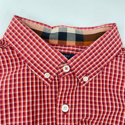 BURBERRY バーバリー A1M41-301-85 レッド コットン チェック柄 ボタンダウン長袖シャツ トップス