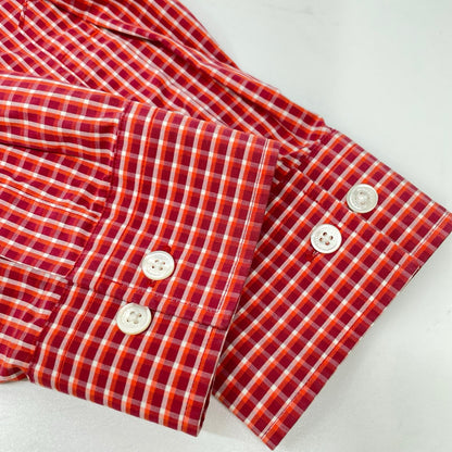 BURBERRY バーバリー A1M41-301-85 レッド コットン チェック柄 ボタンダウン長袖シャツ トップス