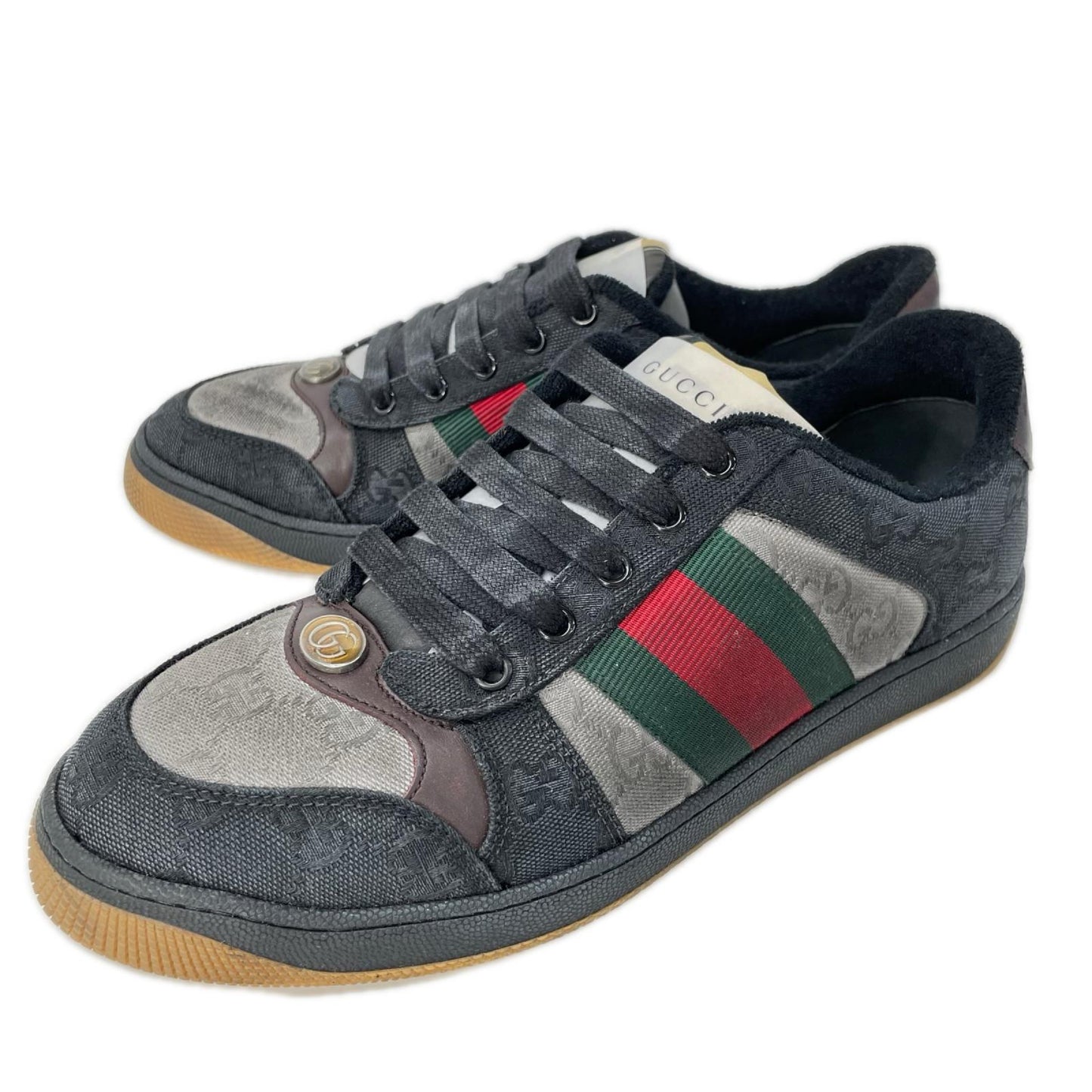 GUCCI グッチ 【新品同様】スクリーナー GGキャンバス ウェブストライプ スニーカー シューズ