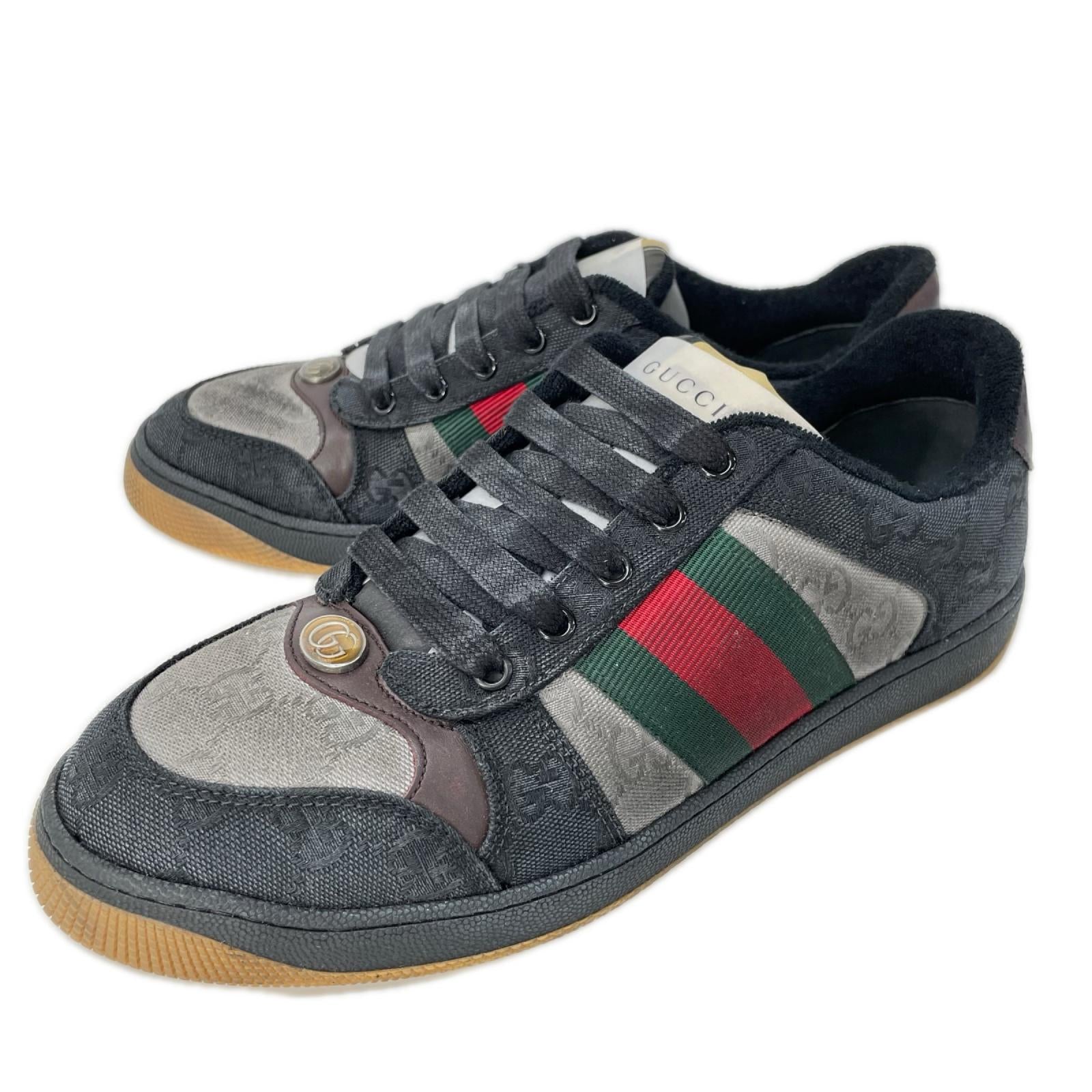 GUCCI グッチ 【新品同様】スクリーナー GGキャンバス ウェブストライプ スニーカー シューズ