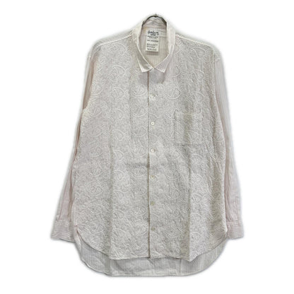 Yohji Yamamoto POUR HOMME ヨウジヤマモトプールオム White×Pink Lace-Embroidered Long-Sleeve Shirt Tops