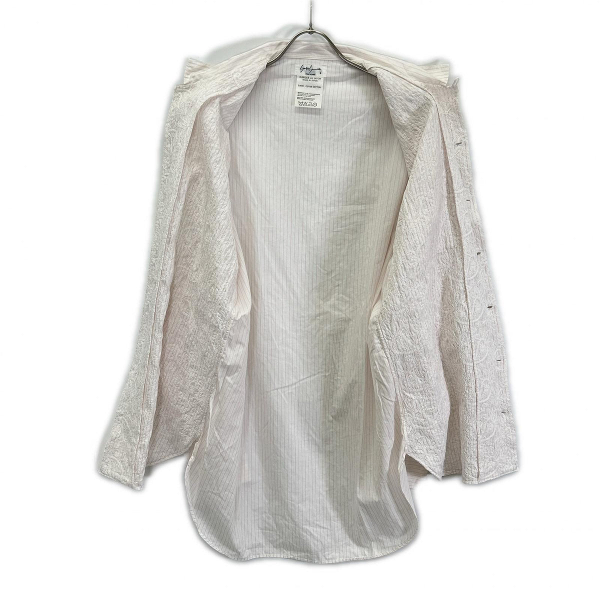 Yohji Yamamoto POUR HOMME ヨウジヤマモトプールオム White×Pink Lace-Embroidered Long-Sleeve Shirt Tops