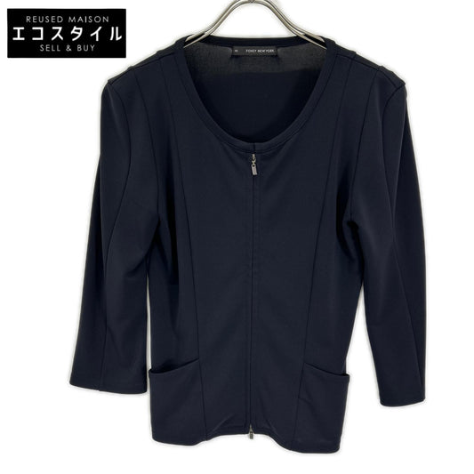 FOXEY NEW YORK フォクシーニューヨーク 27219-NSJFA218H ブラック ノーカラー ジップアップ ジャケット ジャケット
