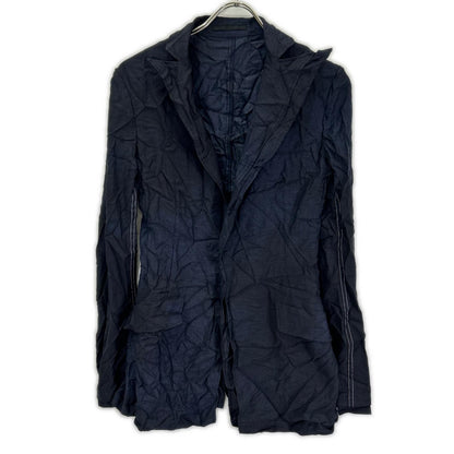 YOHJI YAMAMOTO +NOIR ヨウジヤマモトプリュスノアール 17SS Lazy ネイビー 製品染め しわ加工 テーラードジャケット ジャケット