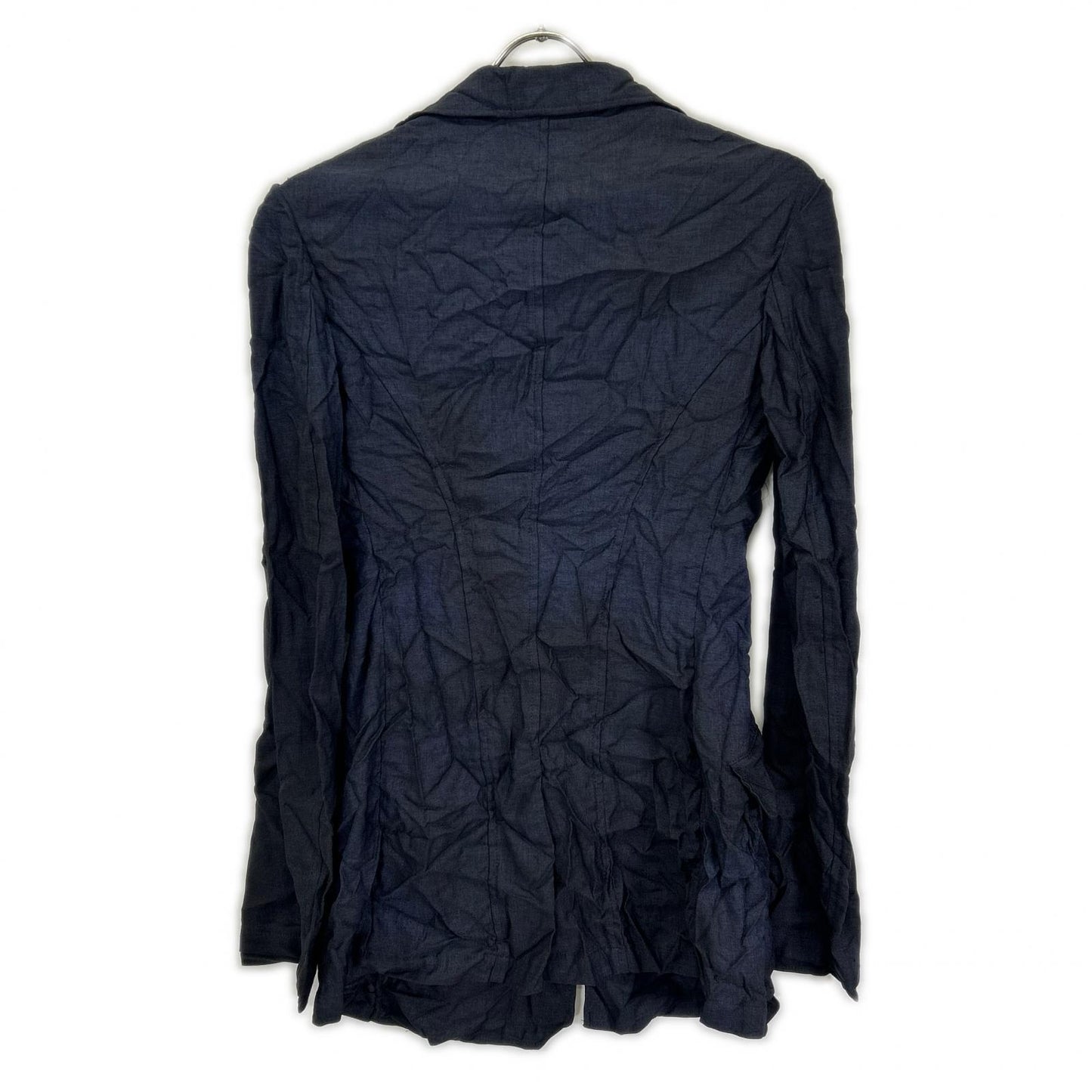 YOHJI YAMAMOTO +NOIR ヨウジヤマモトプリュスノアール 17SS Lazy ネイビー 製品染め しわ加工 テーラードジャケット ジャケット