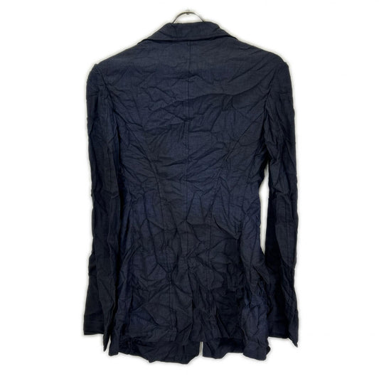 YOHJI YAMAMOTO +NOIR ヨウジヤマモトプリュスノアール 17SS Lazy Navy Garment-Dyed Wrinkle-Finish Tailored Jacket Jacket