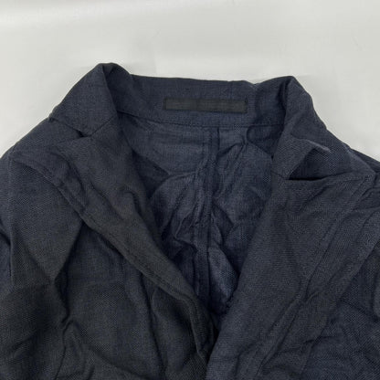 YOHJI YAMAMOTO +NOIR ヨウジヤマモトプリュスノアール 17SS Lazy ネイビー 製品染め しわ加工 テーラードジャケット ジャケット