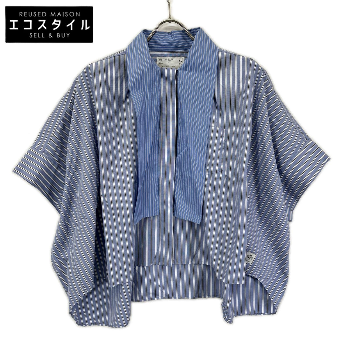 sacai サカイ ×Thomas Mason ブルー 23-06527 ストライプ シャツ トップス