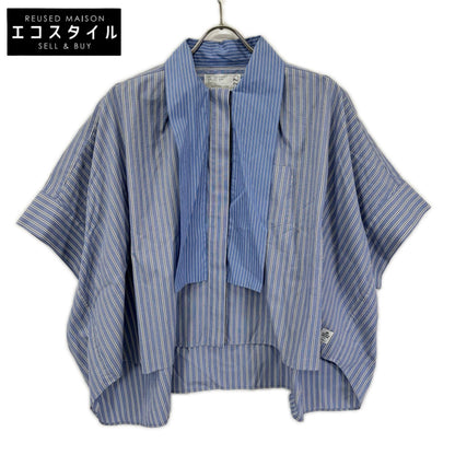 sacai サカイ ×Thomas Mason ブルー 23-06527 ストライプ シャツ トップス