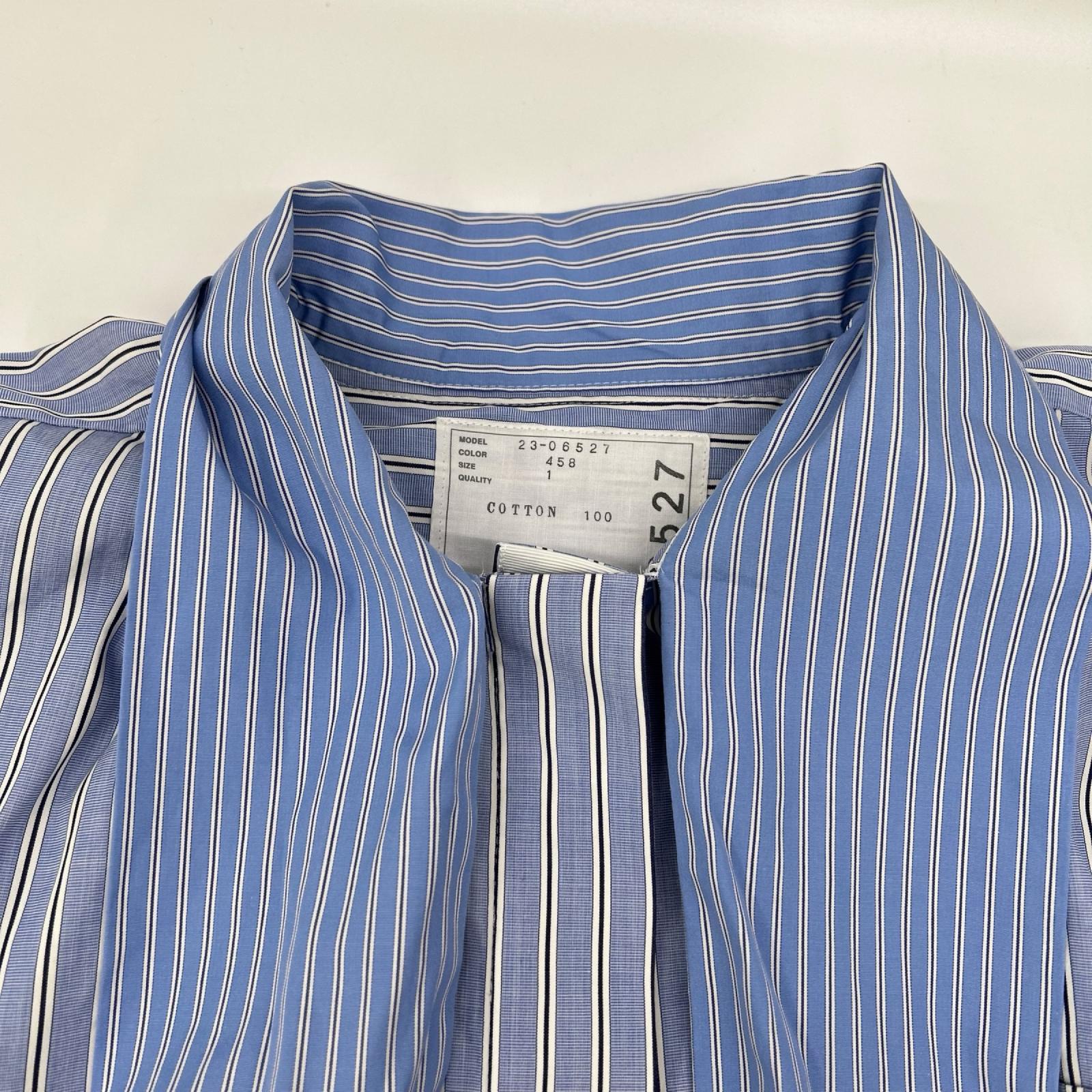 sacai サカイ ×Thomas Mason ブルー 23-06527 ストライプ シャツ トップス