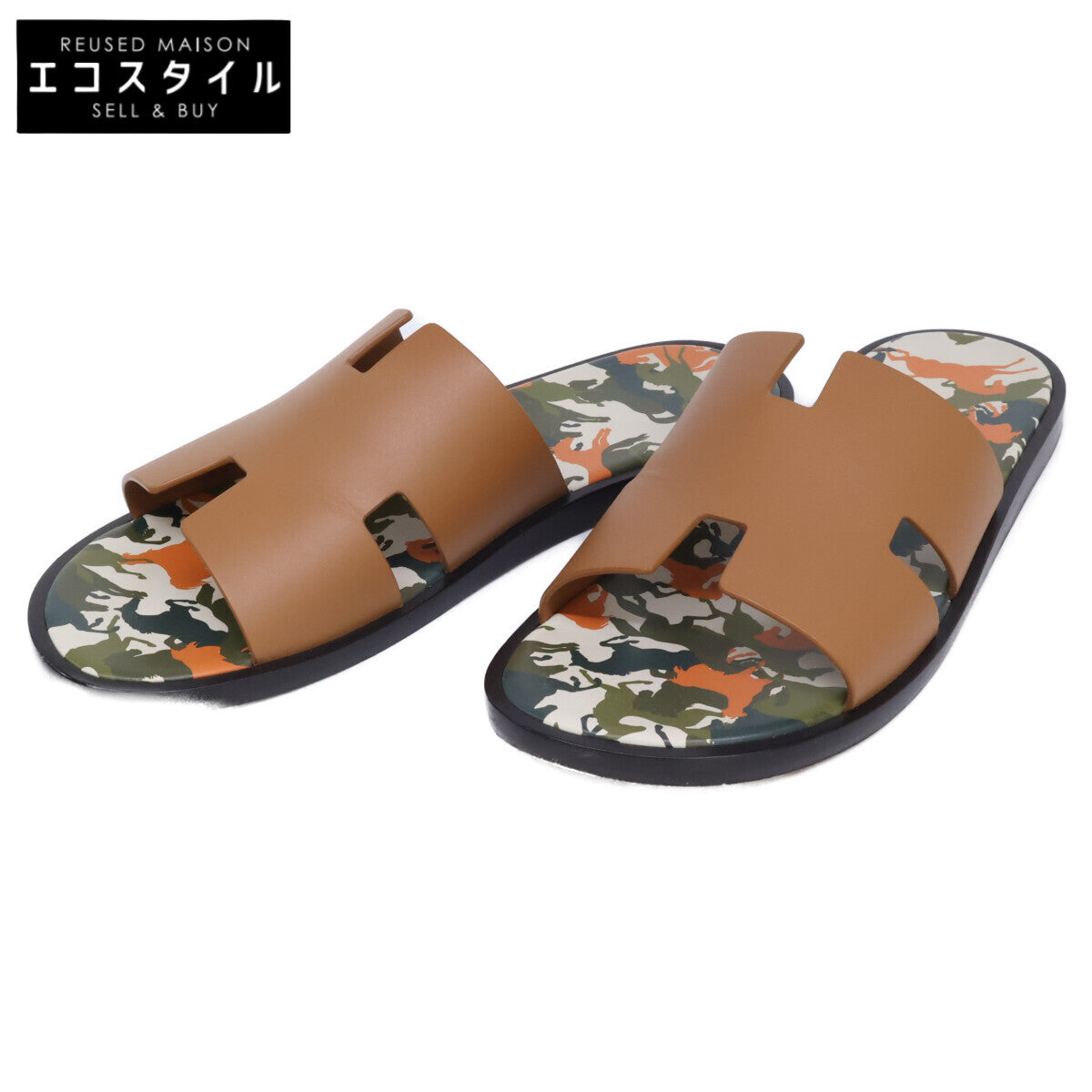 HERMES エルメス 242878Z イズミール ホースカモフラージュ サンダル シューズ