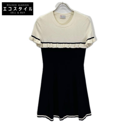 RED VALENTINO レッドヴァレンチノ ホワイト×ブラック ニット フリルワンピース ワンピース