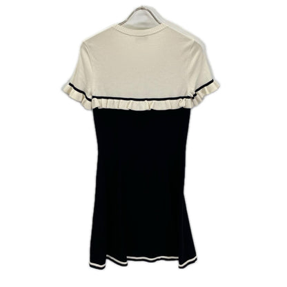 RED VALENTINO レッドヴァレンチノ ホワイト×ブラック ニット フリルワンピース ワンピース