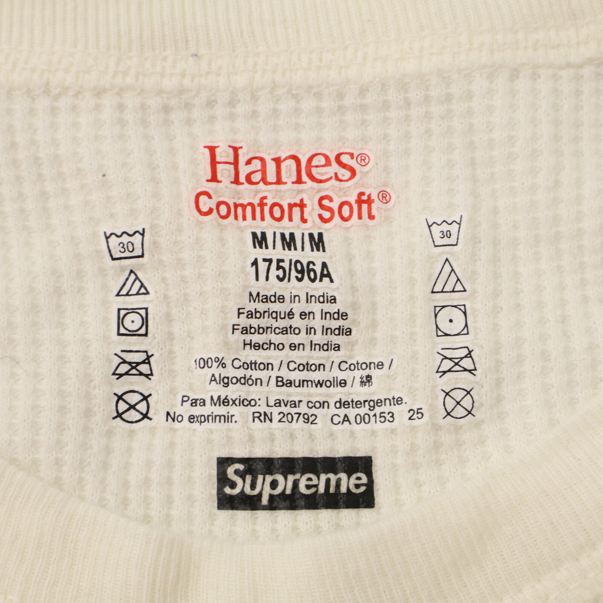 Hanes ヘインズ ×SUPREME ボーンズ サーマル クルーネック Tシャツ トップス