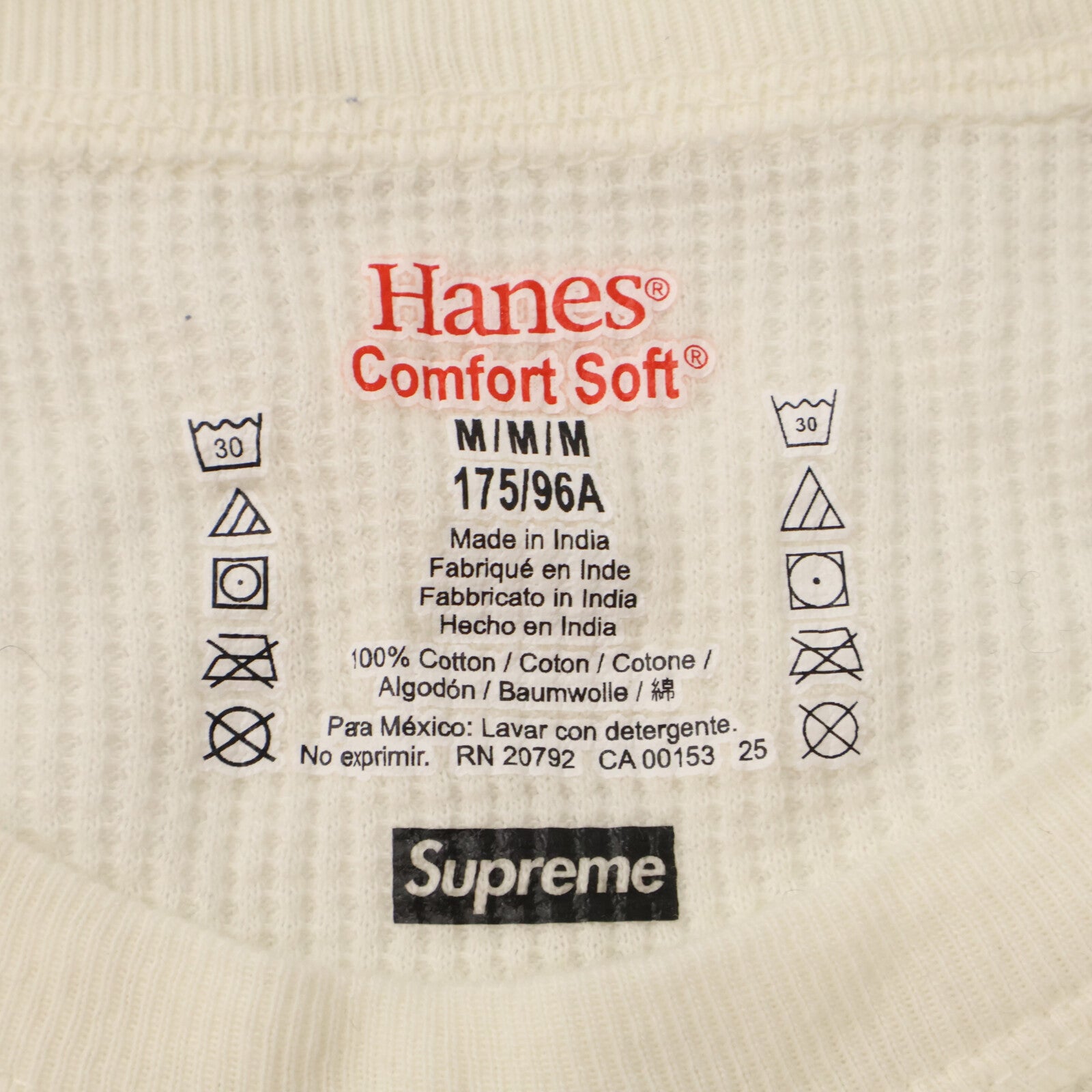 Hanes ヘインズ ×SUPREME ボーンズ サーマル クルーネック Tシャツ トップス