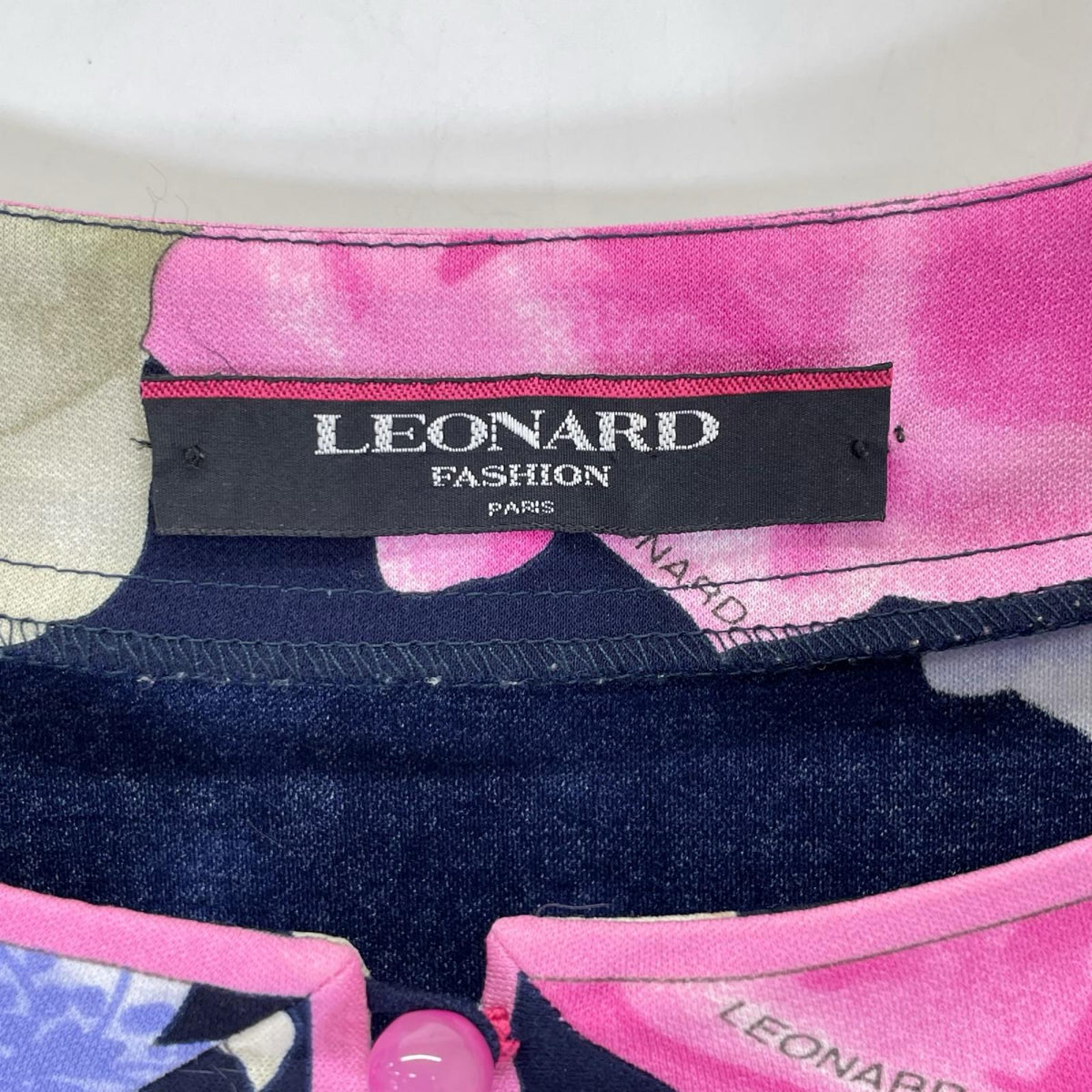 LEONARD レオナール 0159521 ネイビー 花柄 7分袖 チュニック トップス