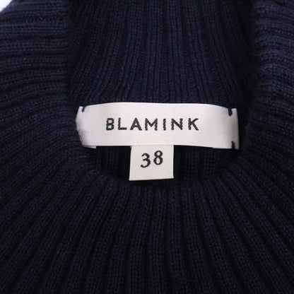 BLAMINK ブラミンク ネイビー 7926ー106-0315 ウールシルクカシミヤ リブニットワンピース ワンピース