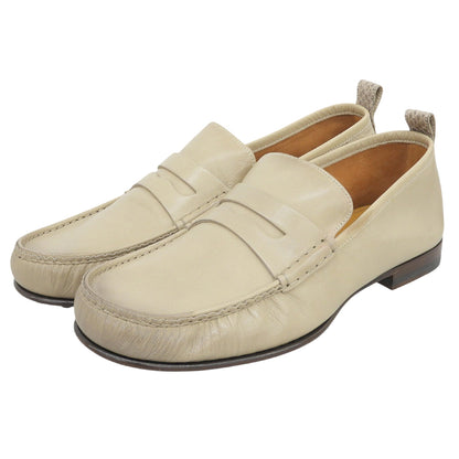 GUCCI グッチ 美品 USED加工レザー コインローファーズ シューズ メンズ ベージュ 5 407443 シューズ
