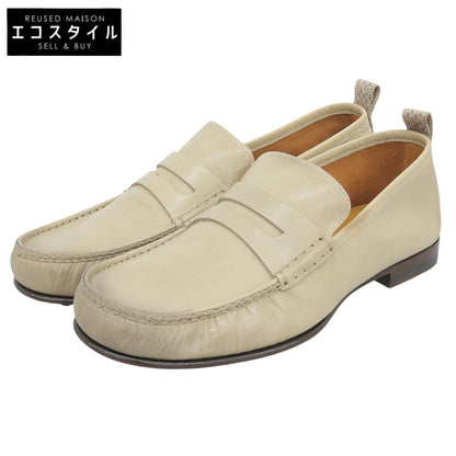 GUCCI グッチ 美品 USED加工レザー コインローファーズ シューズ メンズ ベージュ 5 407443 シューズ