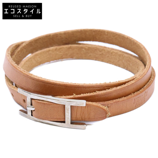 HERMES エルメス ビーアピ □S刻印 3重 レザー ブレスレット
