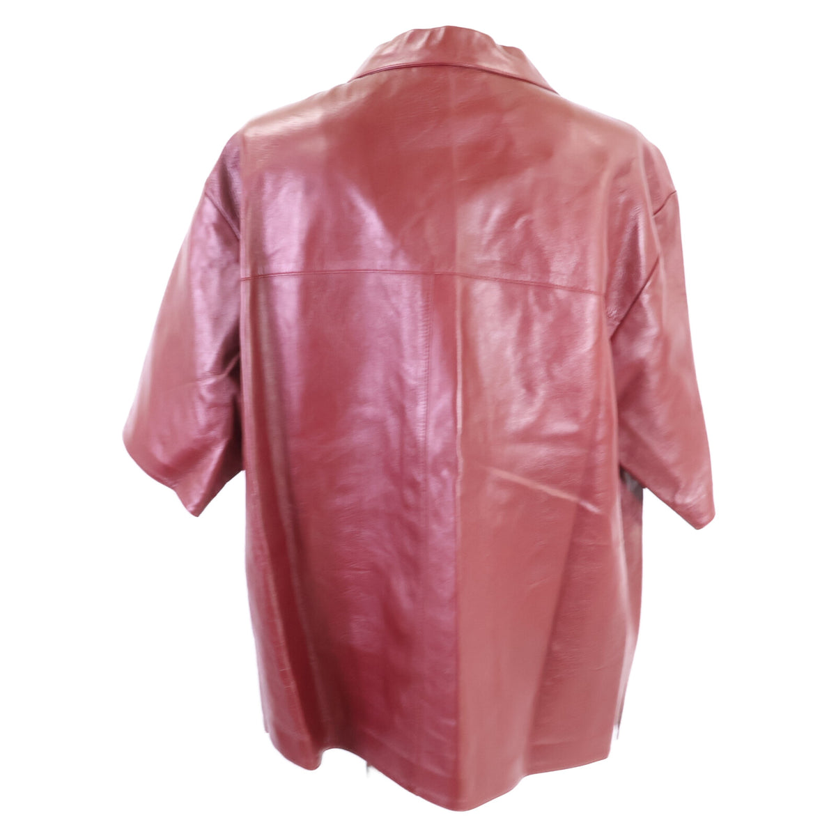GUCCI グッチ 【新品同様/国内正規/26年製】790536 Leather Outer Shirt エンボスロゴ レザー 半袖シャツ トップス