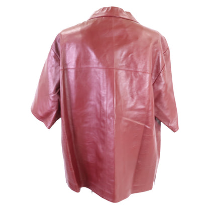 GUCCI グッチ 【新品同様/国内正規/26年製】790536 Leather Outer Shirt エンボスロゴ レザー 半袖シャツ トップス
