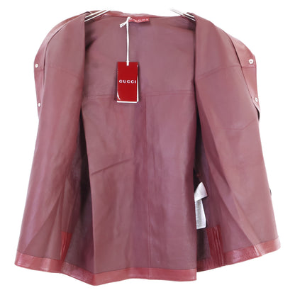 GUCCI グッチ 【新品同様/国内正規/26年製】790536 Leather Outer Shirt エンボスロゴ レザー 半袖シャツ トップス