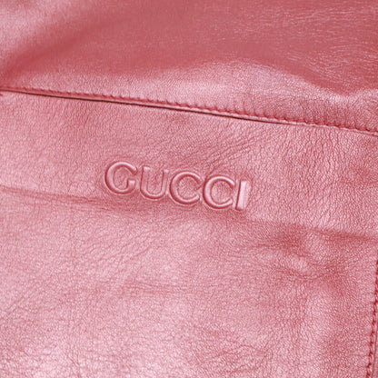 GUCCI グッチ 【新品同様/国内正規/26年製】790536 Leather Outer Shirt エンボスロゴ レザー 半袖シャツ トップス