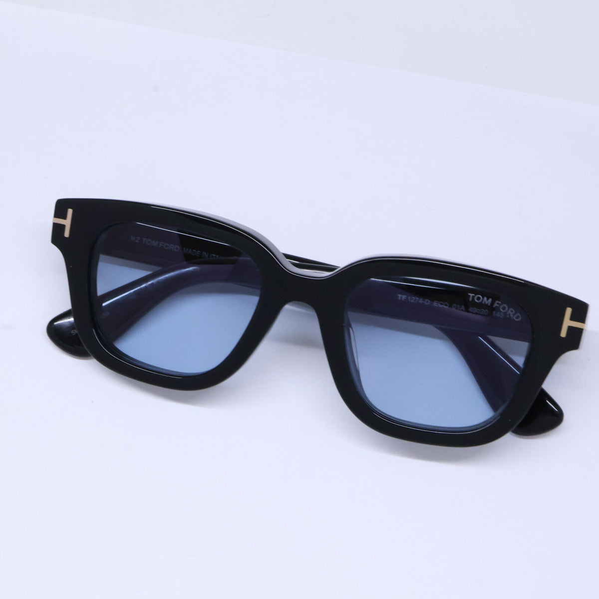 TOM FORD トムフォード TF1274-D ECO 01A ブラック ライトブルーレンズ ウェリントンサングラス サングラス