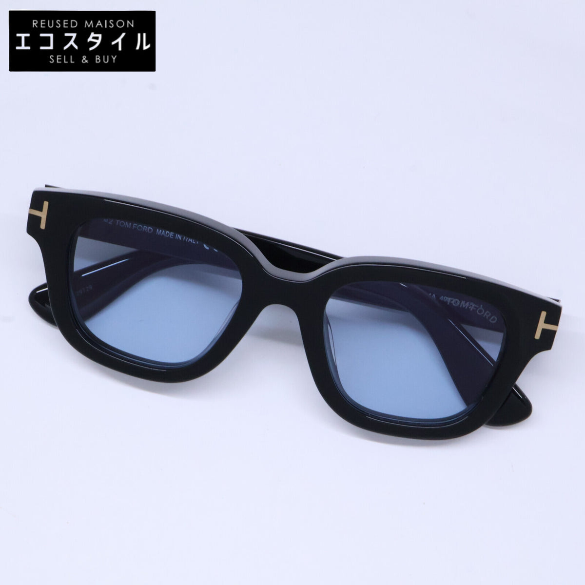 TOM FORD トムフォード TF1274-D ECO 01A ブラック ライトブルーレンズ ウェリントンサングラス サングラス
