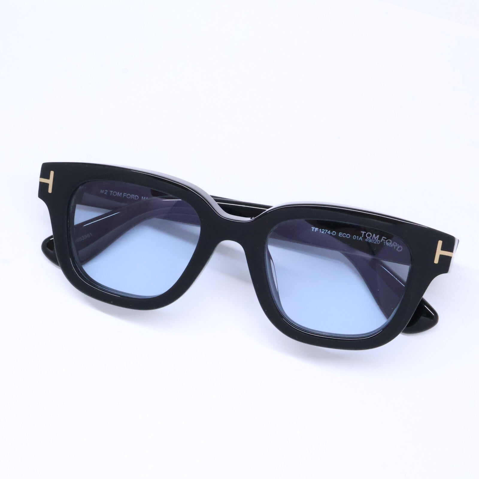 TOM FORD トムフォード TF1274-D ECO 01A ブラック ライトブルーレンズ ウェリントンサングラス サングラス