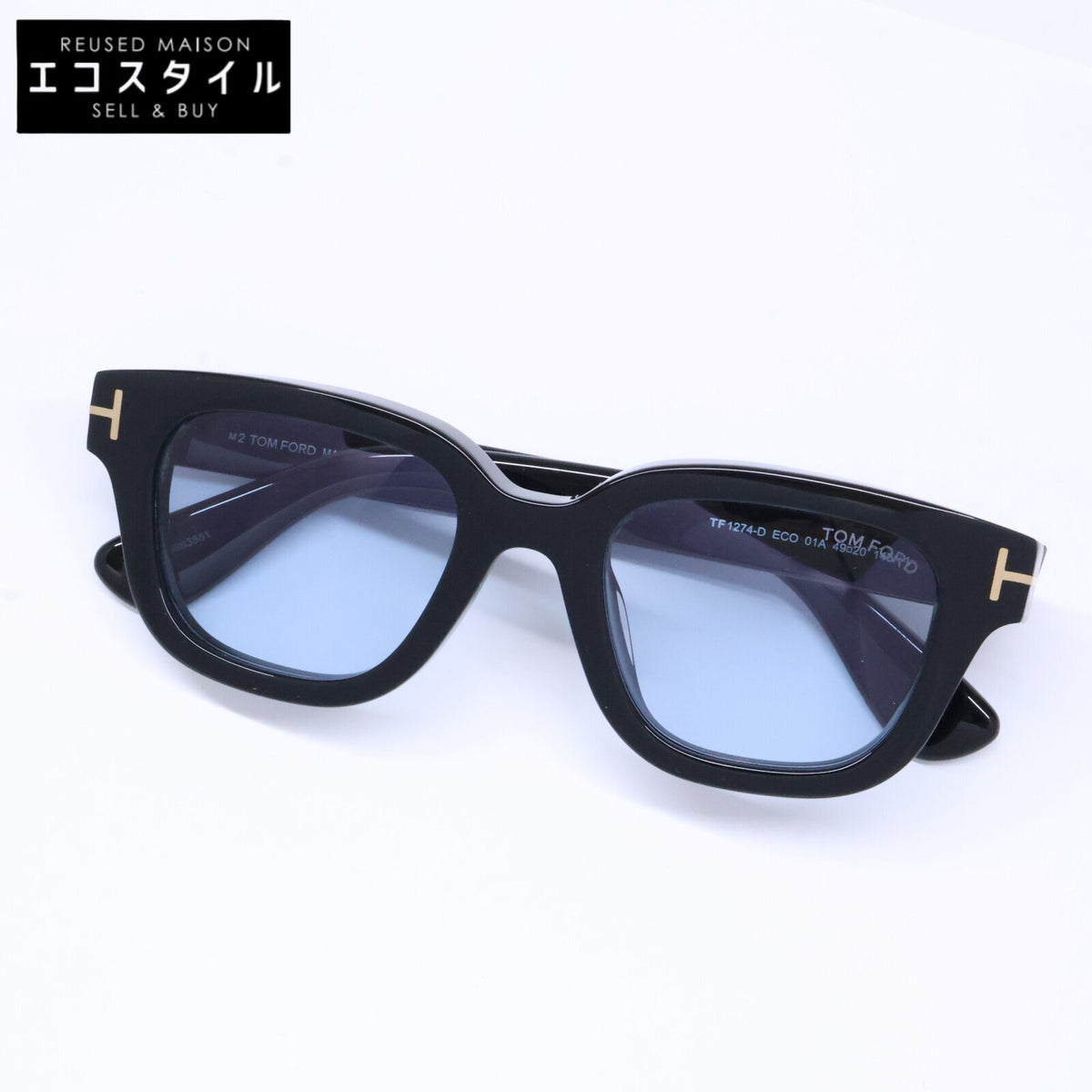 TOM FORD トムフォード TF1274-D ECO 01A ブラック ライトブルーレンズ ウェリントンサングラス サングラス
