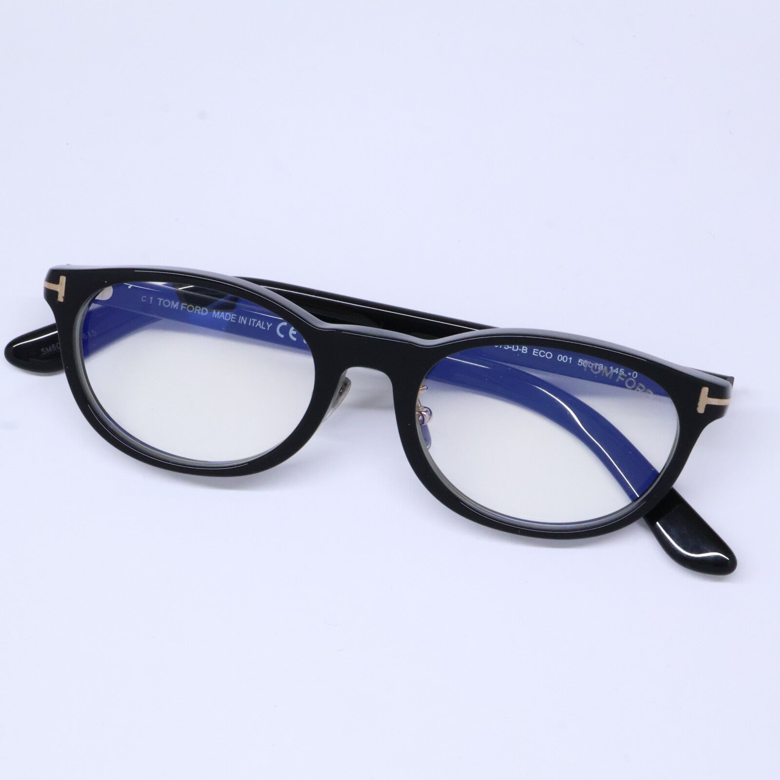 TOM FORD トムフォード FT6075-D-B/V 001 シャイニーブラック キャットアイシェイプ ブルーライトカットメガネ 眼鏡