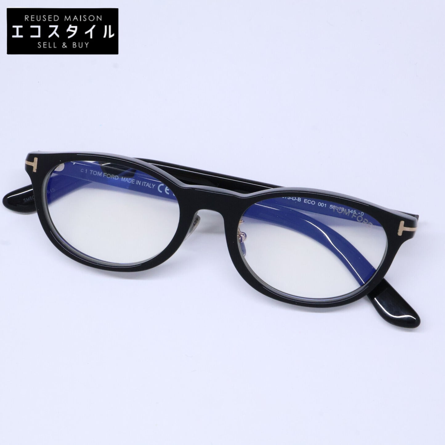 TOM FORD トムフォード FT6075-D-B/V 001 シャイニーブラック キャットアイシェイプ ブルーライトカットメガネ 眼鏡