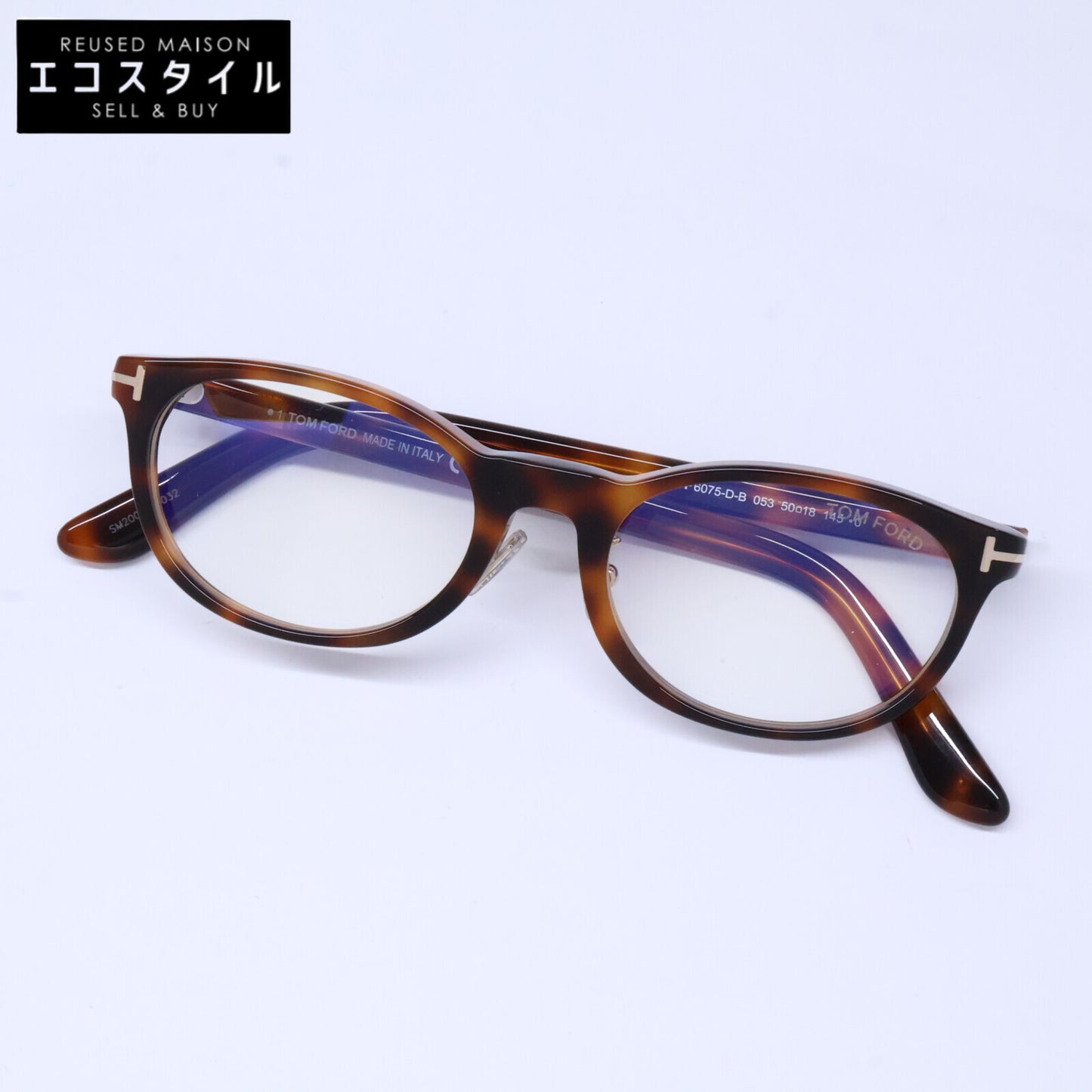 TOM FORD トムフォード FT6075-D-B/V 053 ブラウン キャットアイシェイプブルーライトカットメガネ 眼鏡